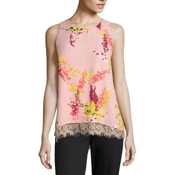 Worthington Tops - Worthington Women's Georgette Sleeveless Top Rose Smoke Floral Size Large NEW